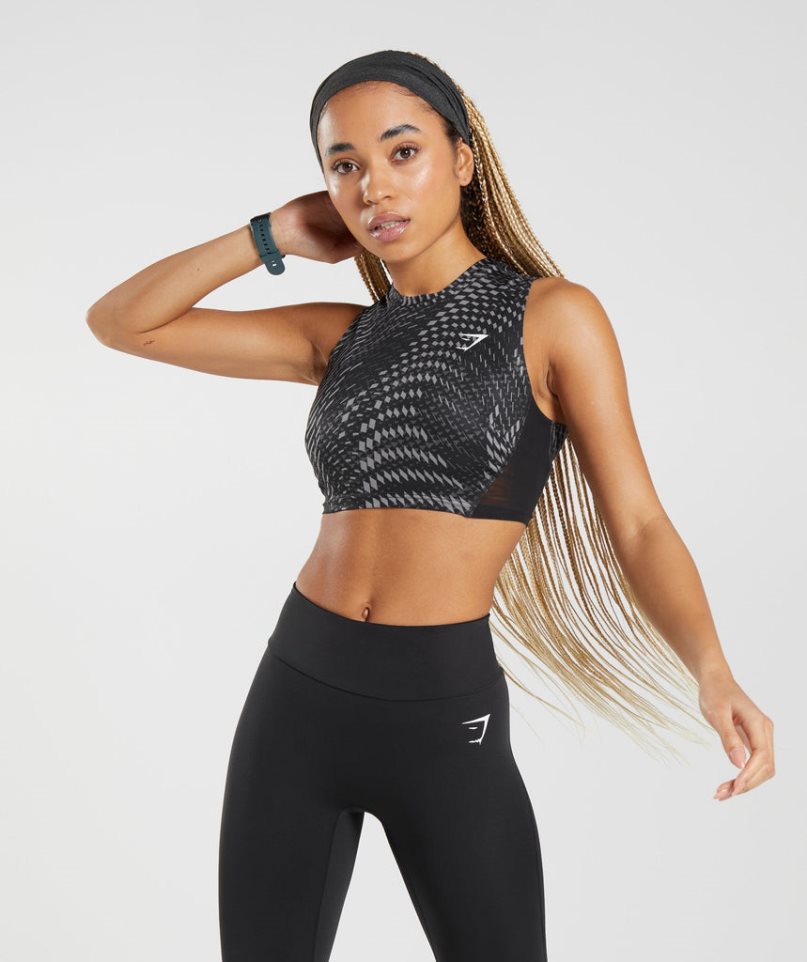 Gymshark Sport Crop Linnen Dam Svarta | SE-15267G