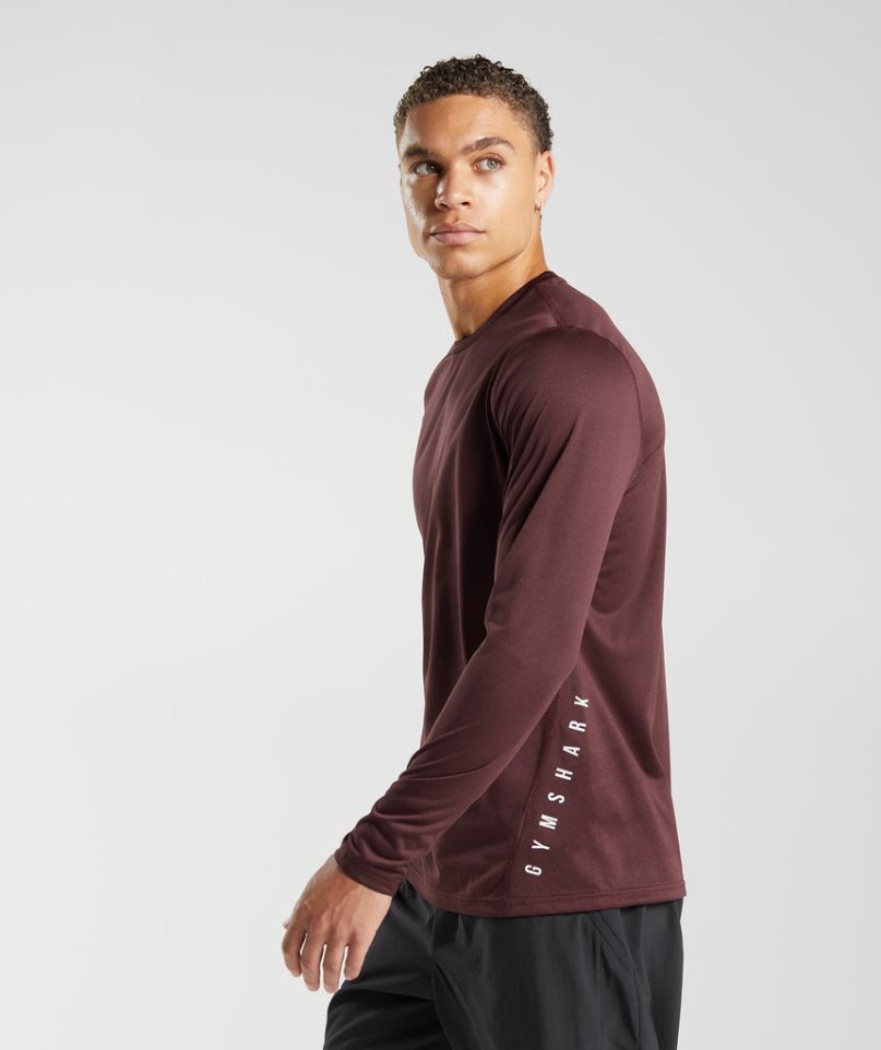 Gymshark Sport Long Sleeve T-shirt Herr Vinröda | SE-15496J