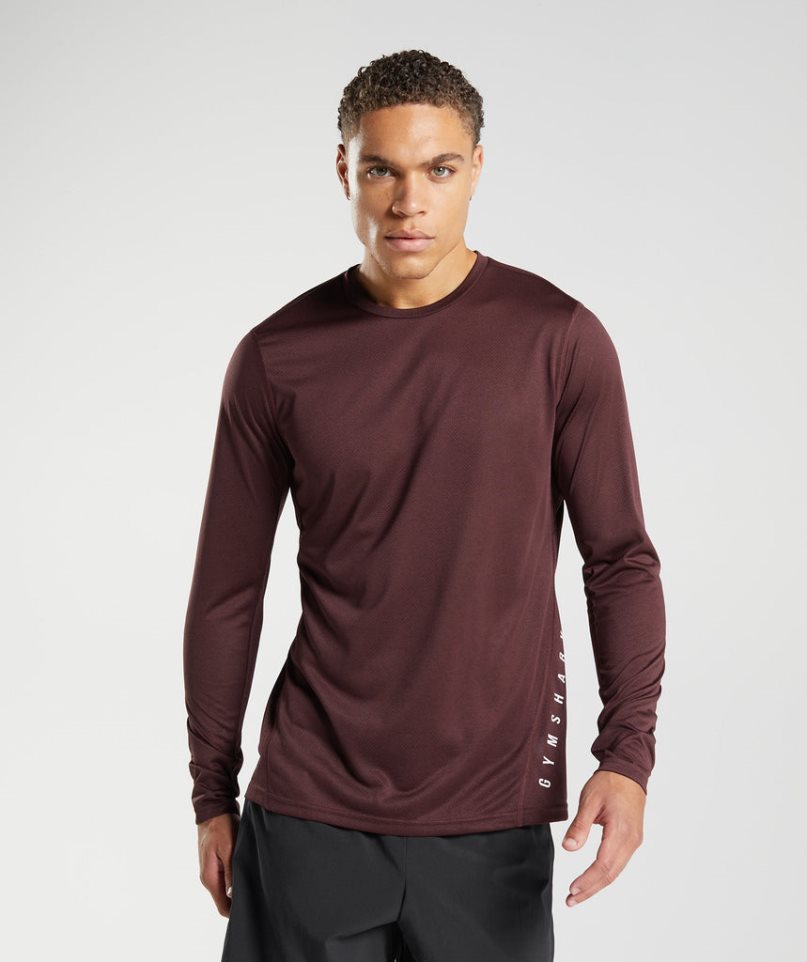 Gymshark Sport Long Sleeve T-shirt Herr Vinröda | SE-15496J