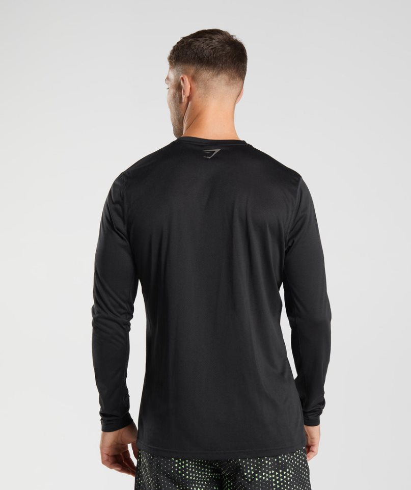 Gymshark Sport Long Sleeve T-shirt Herr Svarta | SE-26409U