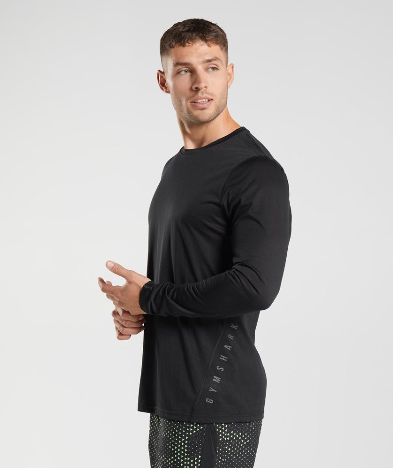 Gymshark Sport Long Sleeve T-shirt Herr Svarta | SE-26409U