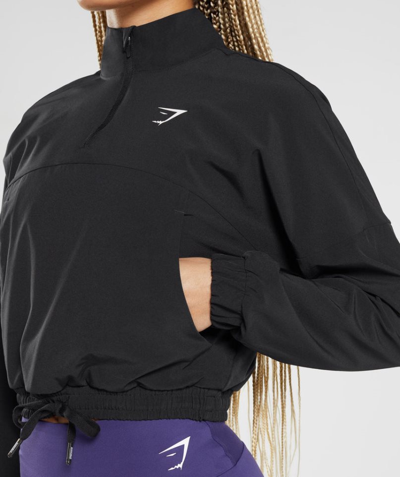 Gymshark Sport Vindjacka Dam Svarta | SE-25180L