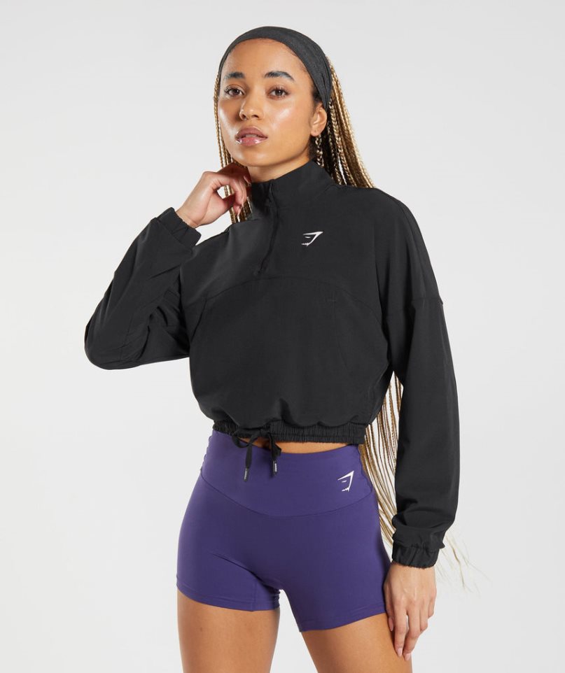 Gymshark Sport Vindjacka Dam Svarta | SE-25180L