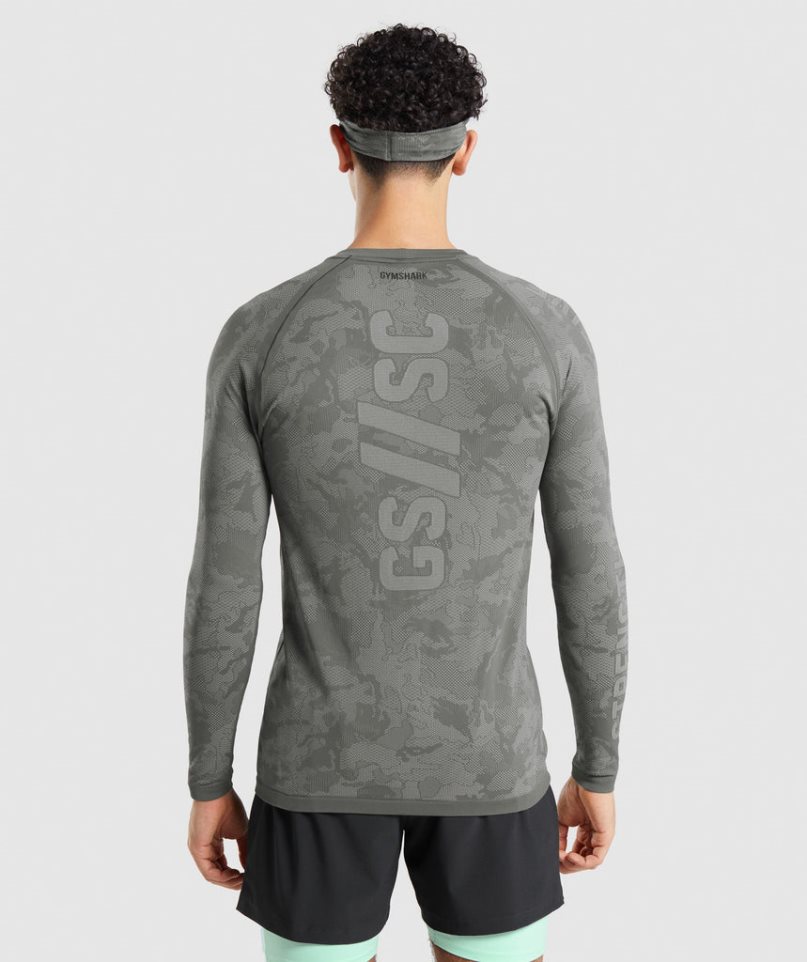 Gymshark Steve Cook Long Sleeve Seamless T-shirt Herr Grå | SE-35240K