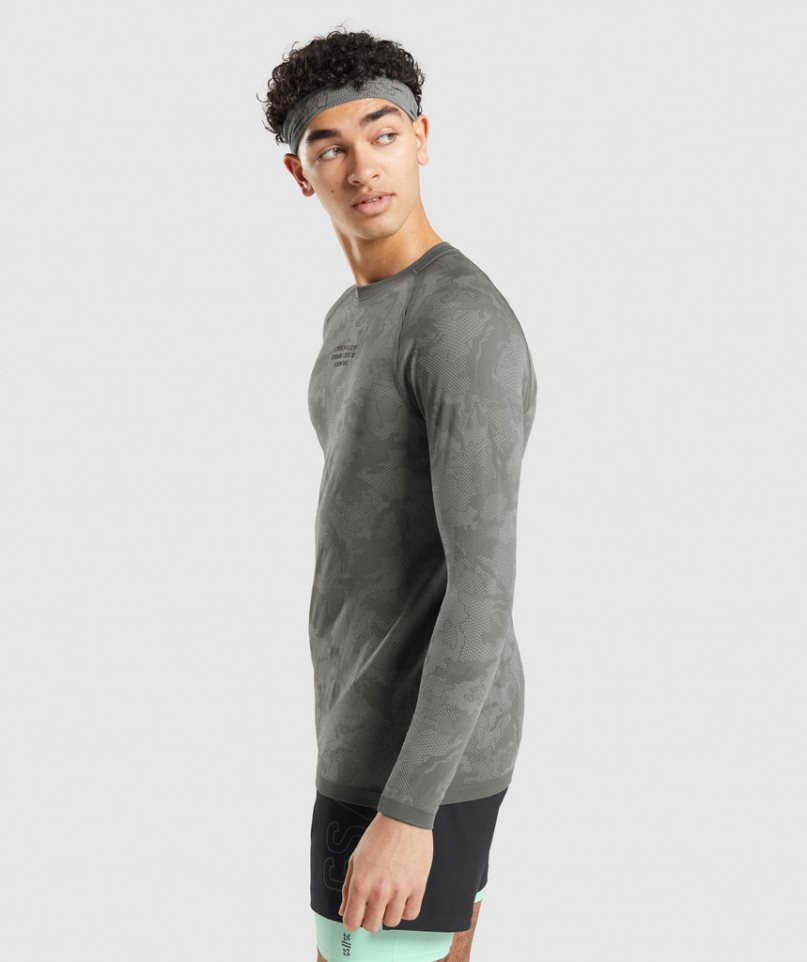 Gymshark Steve Cook Long Sleeve Seamless T-shirt Herr Grå | SE-35240K