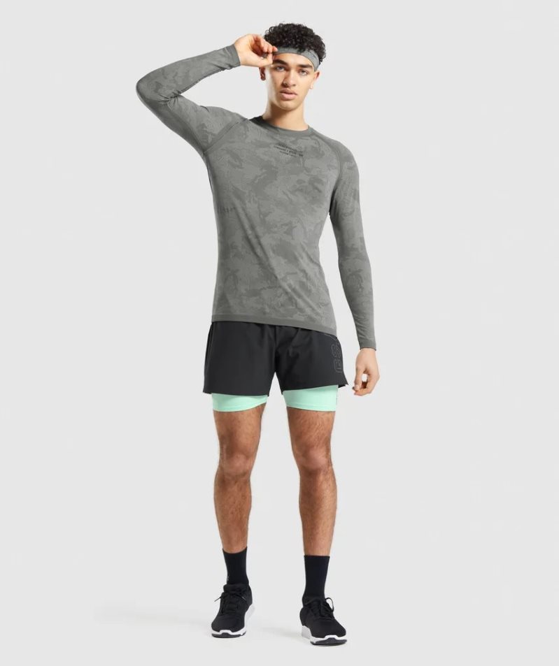 Gymshark Steve Cook Long Sleeve Seamless T-shirt Herr Grå | SE-35240K