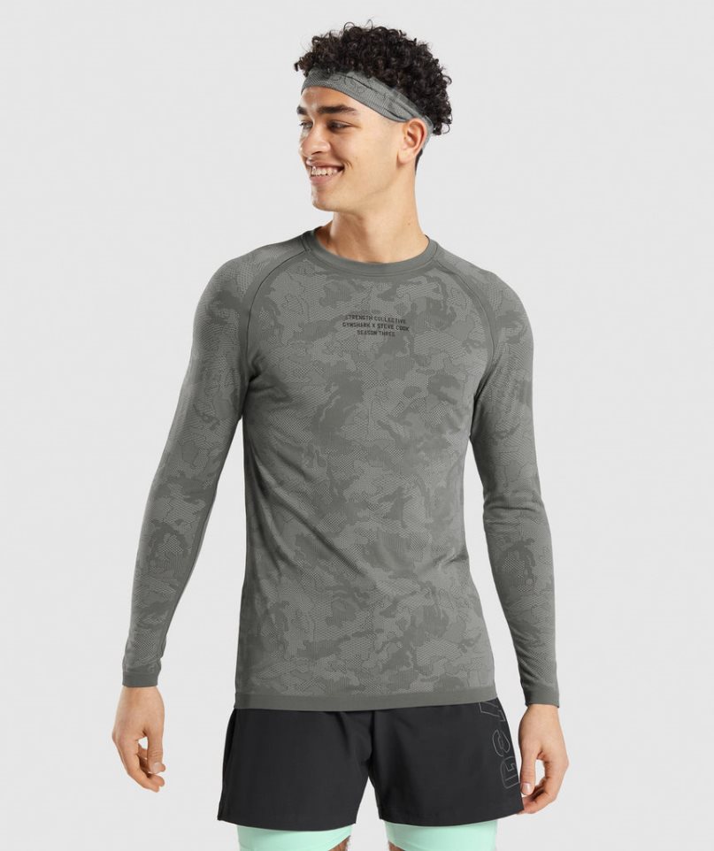 Gymshark Steve Cook Long Sleeve Seamless T-shirt Herr Grå | SE-35240K