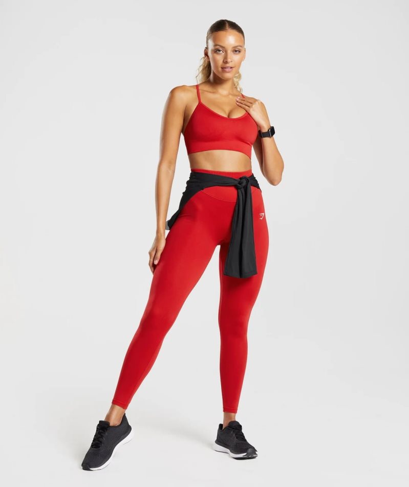 Gymshark Sweat Seamless Sport Bh Dam Röda | SE-68950R