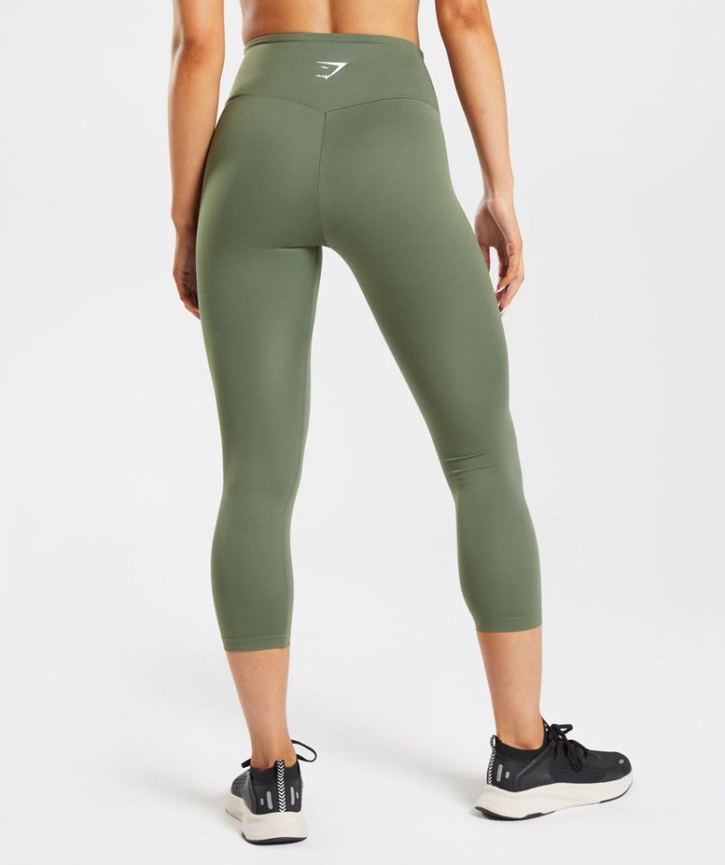 Gymshark Tränings 7/8 Leggings Dam Olivgröna | SE-60198V