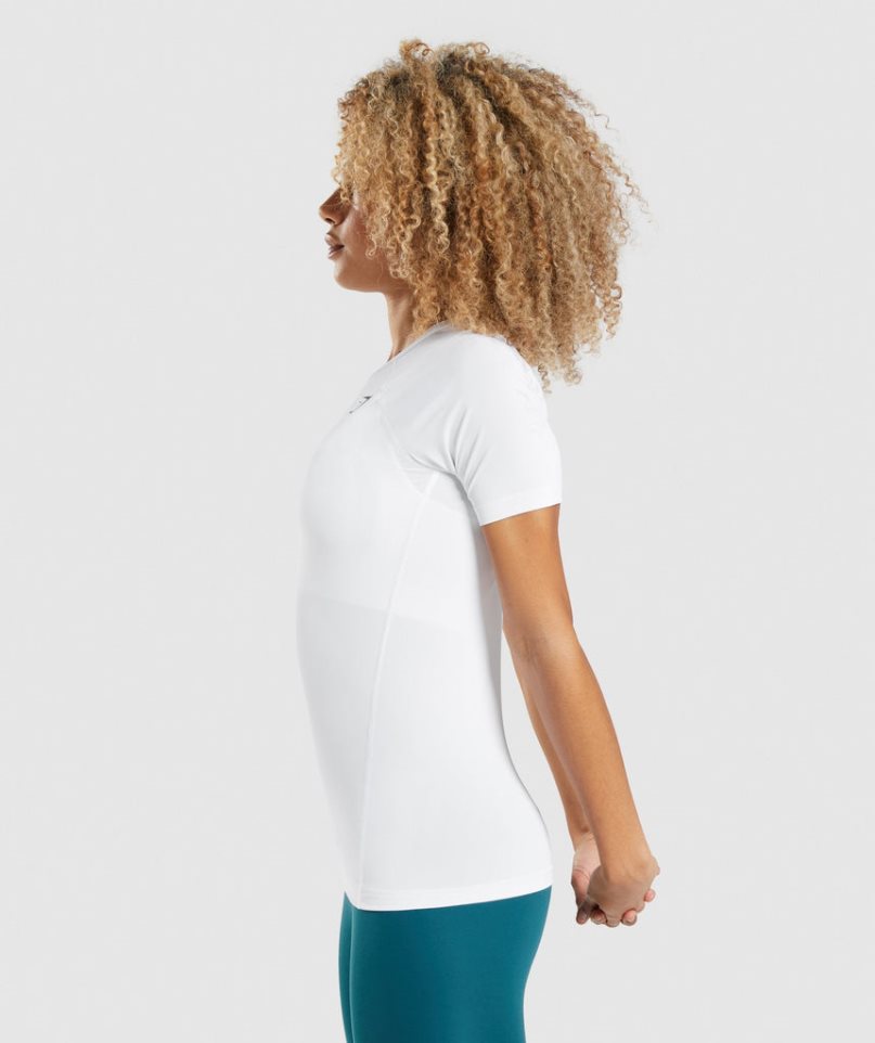 Gymshark Tränings Baselayer T-shirt Dam Vita | SE-07425J