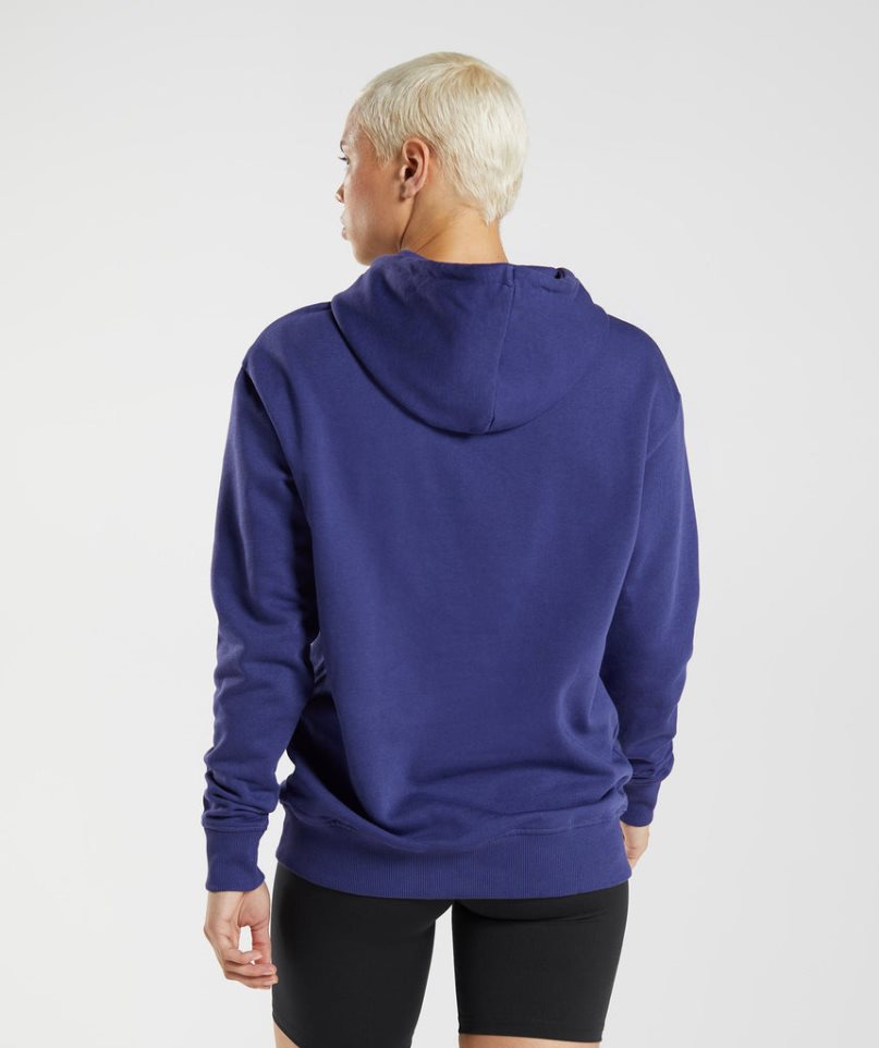 Gymshark Tränings Boyfriend Hoodie Dam Marinblå | SE-63421K