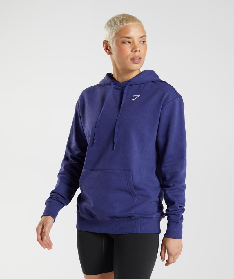 Gymshark Tränings Boyfriend Hoodie Dam Marinblå | SE-63421K