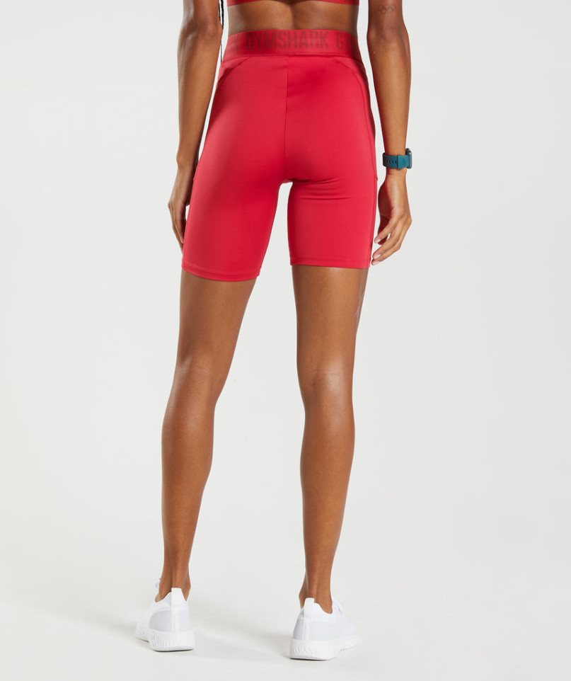 Gymshark Tränings Brandmark Cycling Shorts Dam Röda | SE-58927Y