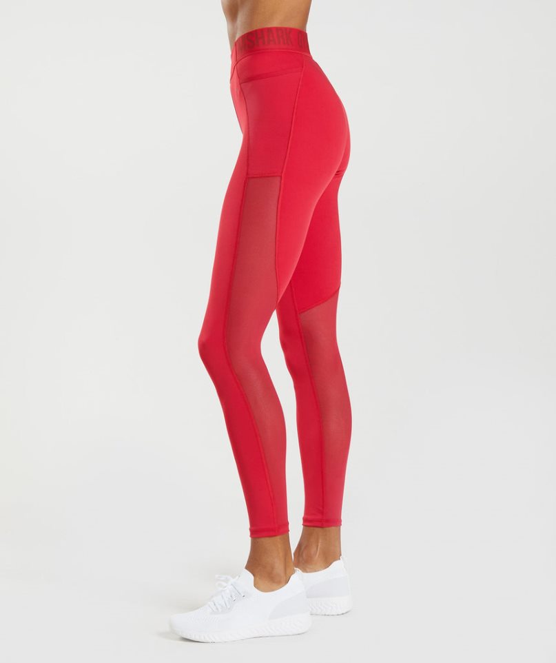 Gymshark Tränings Brandmark Leggings Dam Röda | SE-84351J