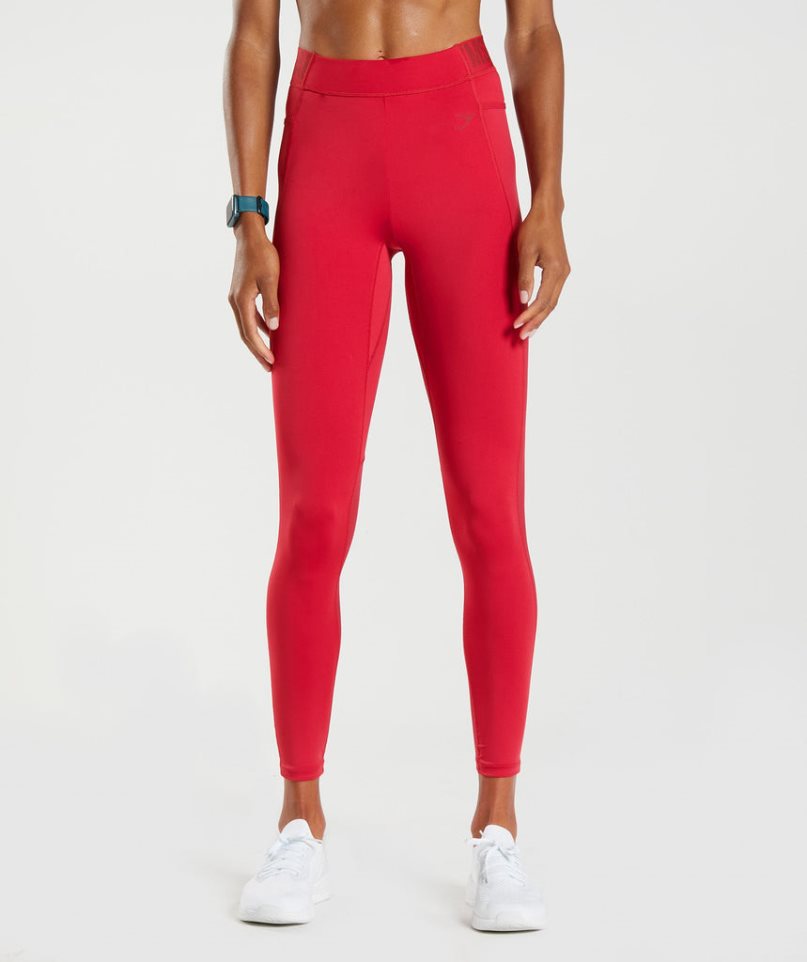 Gymshark Tränings Brandmark Leggings Dam Röda | SE-84351J