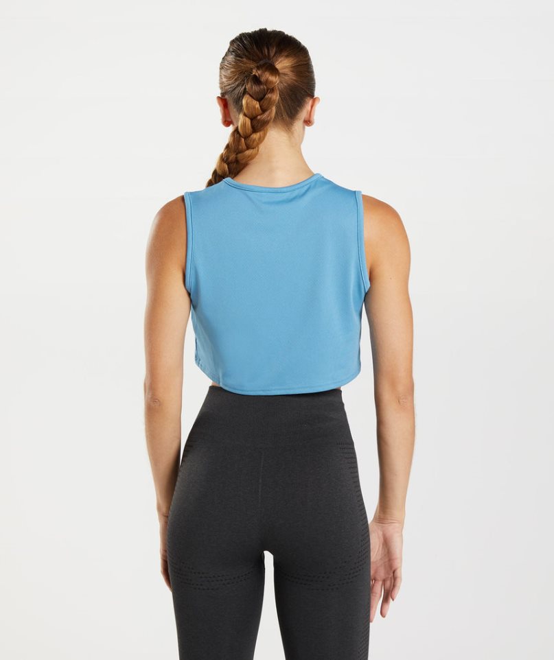 Gymshark Tränings Crop Linnen Dam Blå | SE-02984T