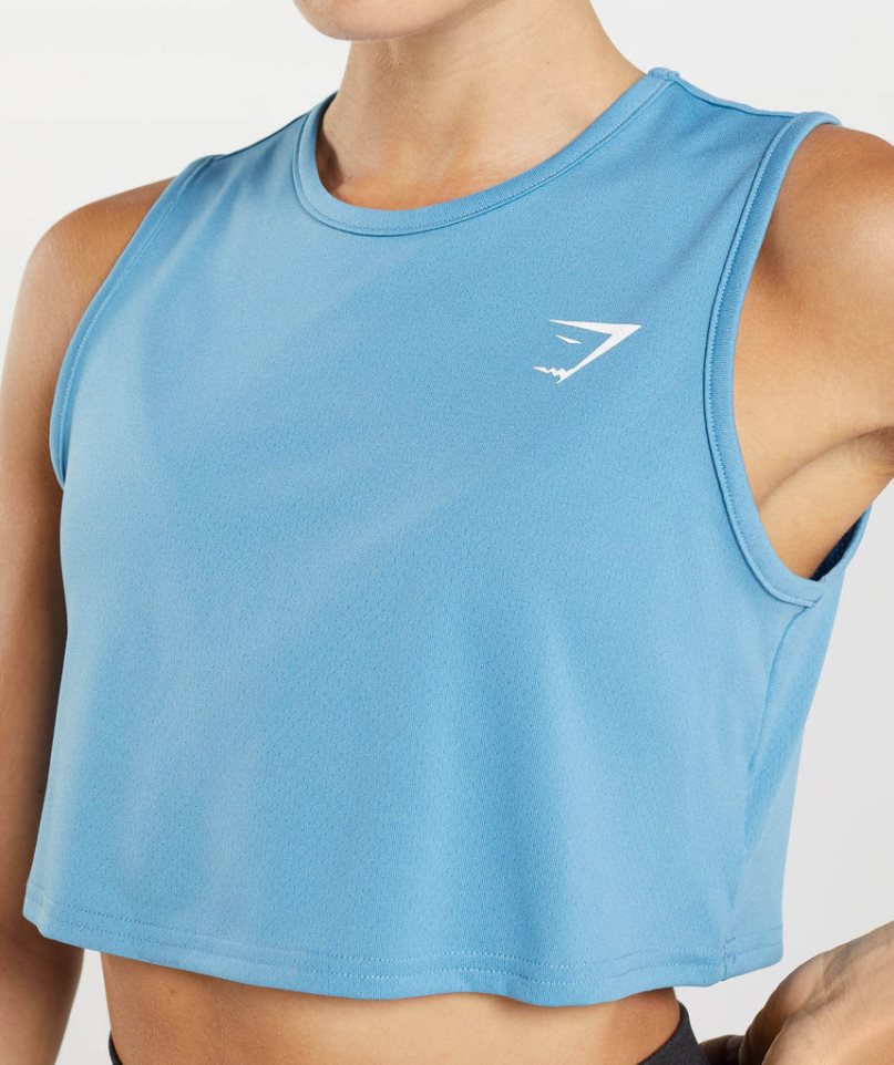 Gymshark Tränings Crop Linnen Dam Blå | SE-02984T