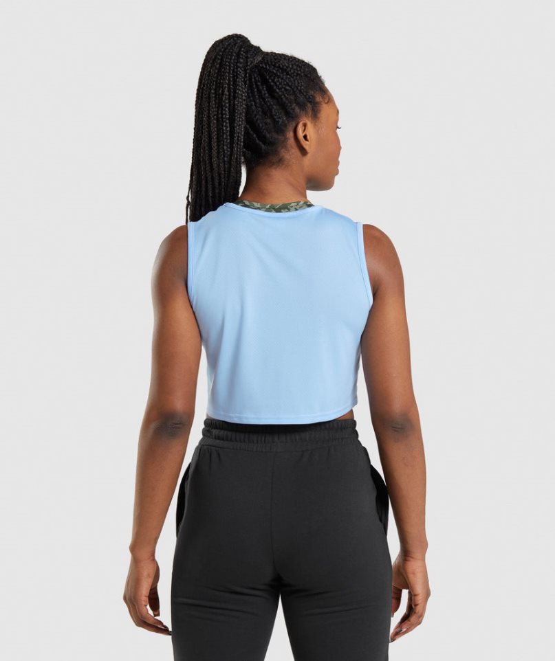 Gymshark Tränings Crop Linnen Dam Blå | SE-96157B