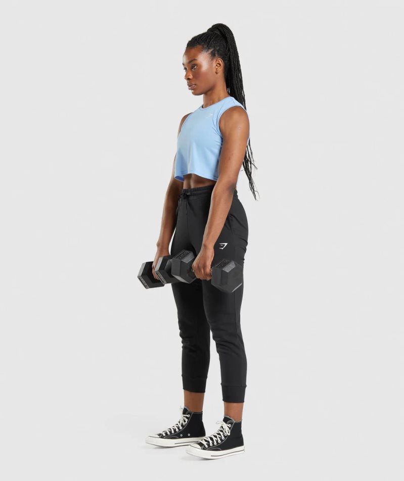 Gymshark Tränings Crop Linnen Dam Blå | SE-96157B