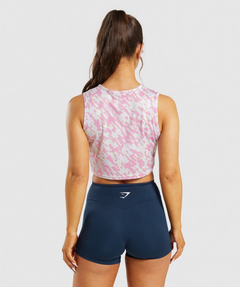 Gymshark Tränings Crop Linnen Dam Rosa | SE-42781H