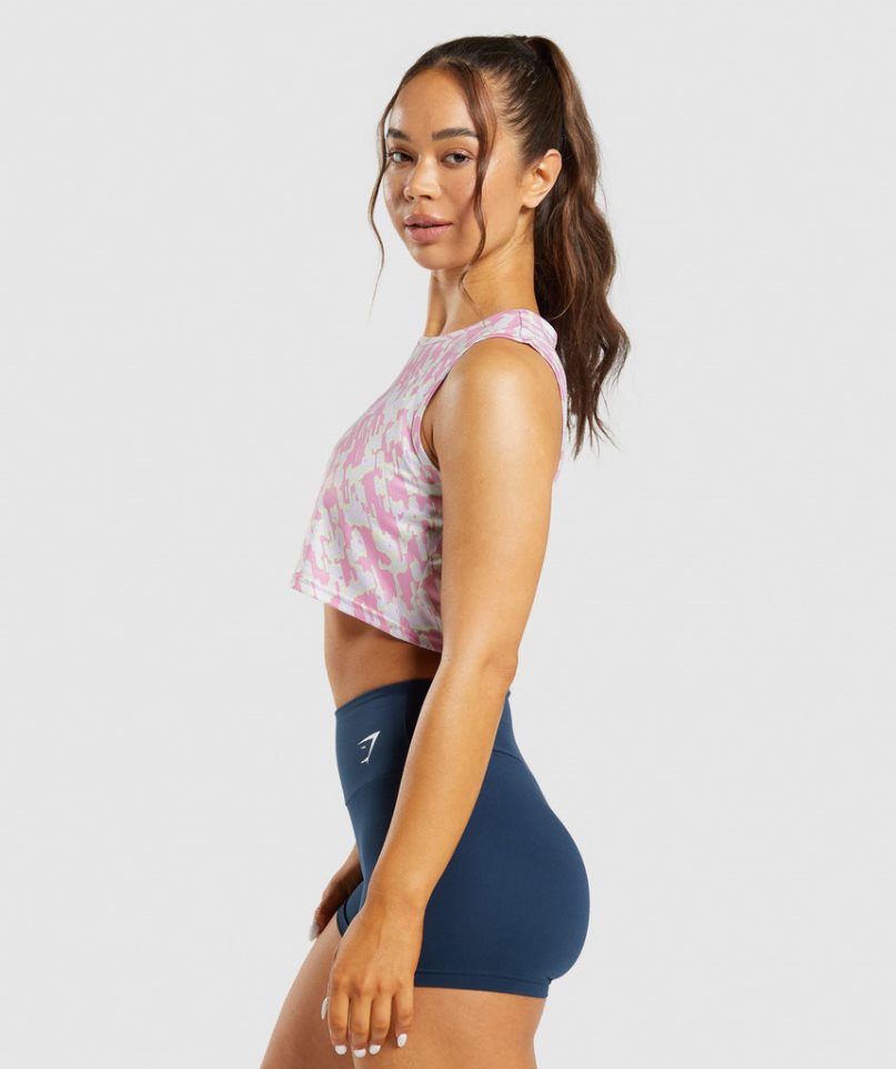 Gymshark Tränings Crop Linnen Dam Rosa | SE-42781H