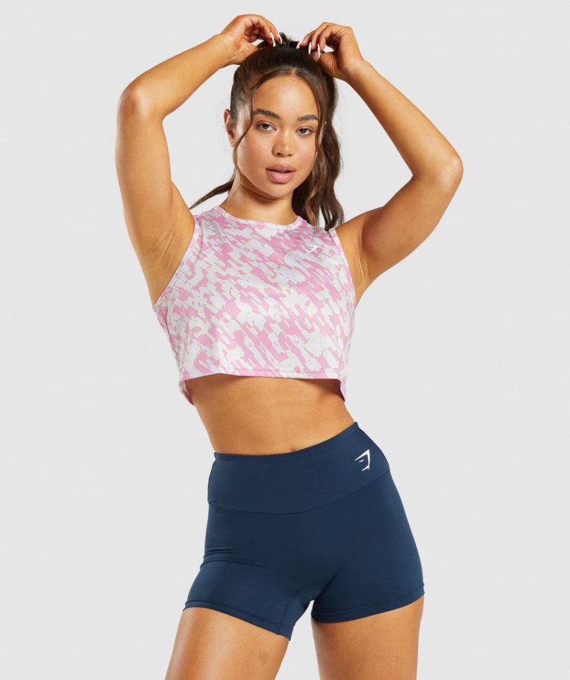 Gymshark Tränings Crop Linnen Dam Rosa | SE-42781H