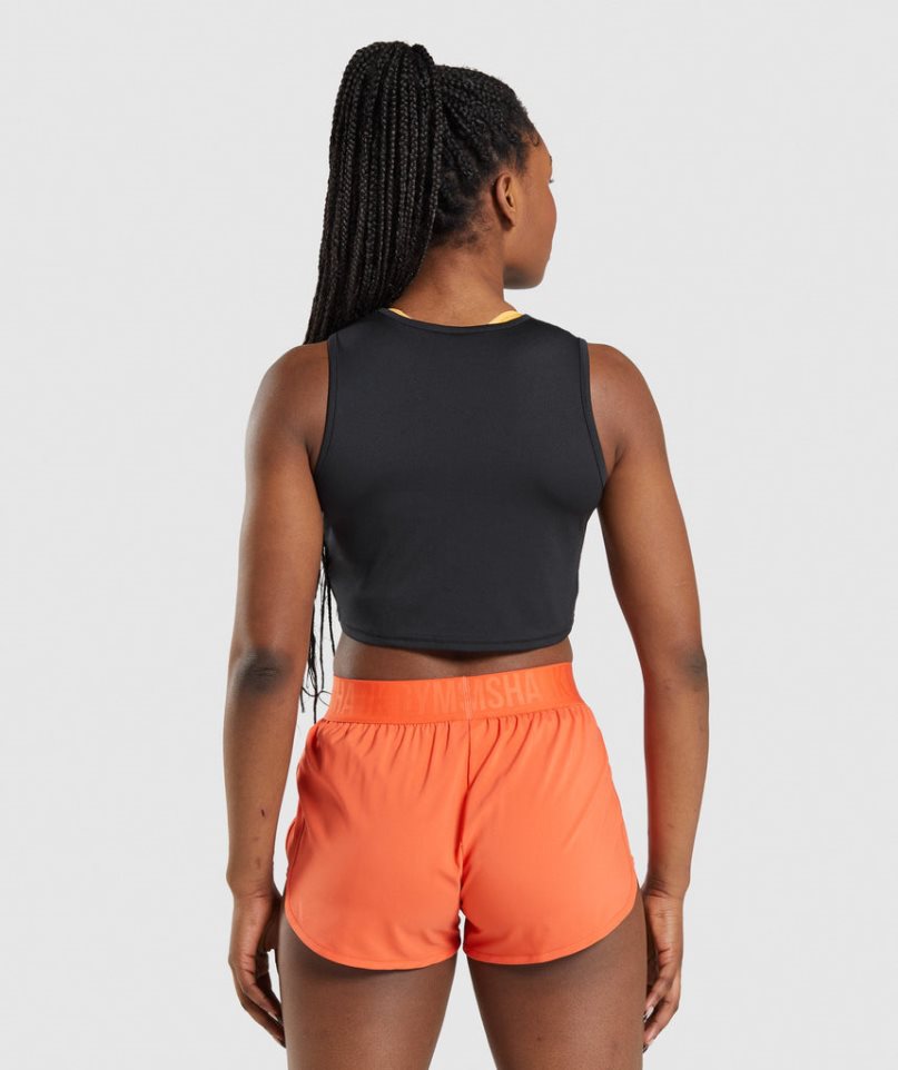 Gymshark Tränings Crop Linnen Dam Svarta | SE-07945E