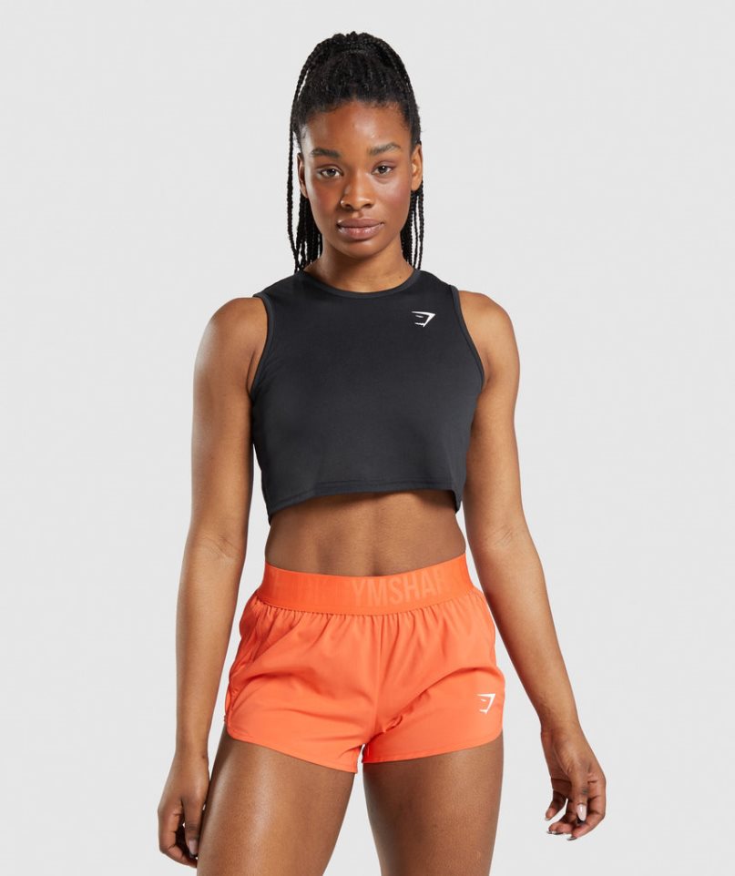 Gymshark Tränings Crop Linnen Dam Svarta | SE-07945E