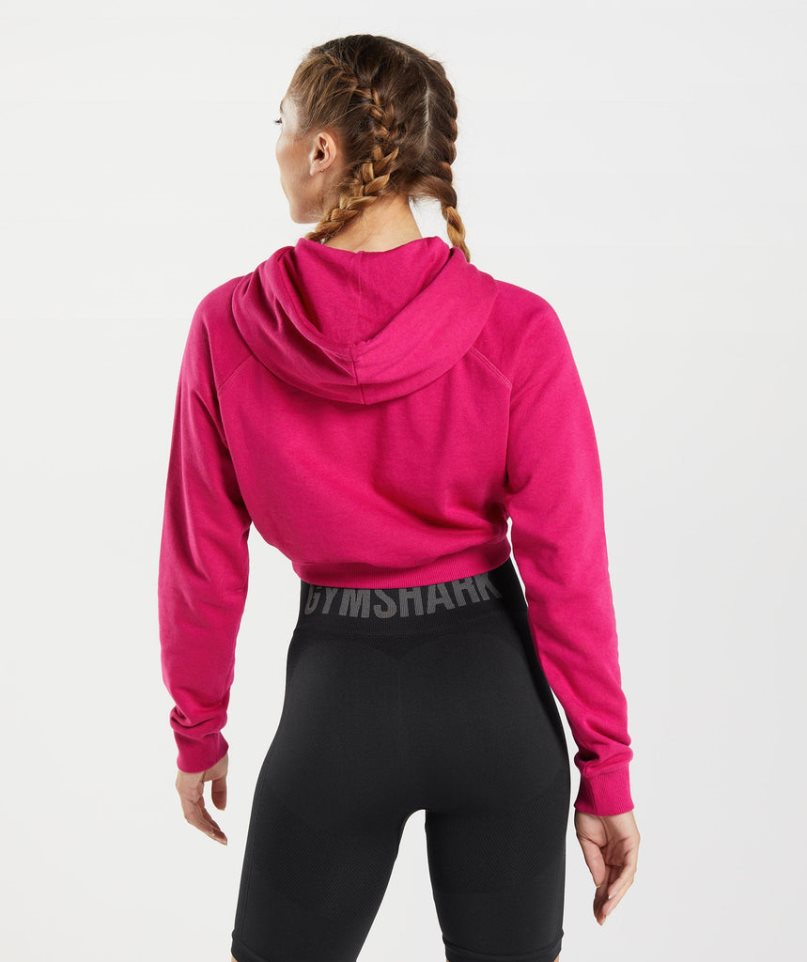 Gymshark Tränings Cropped Hoodie Dam Fuchsia | SE-20495V