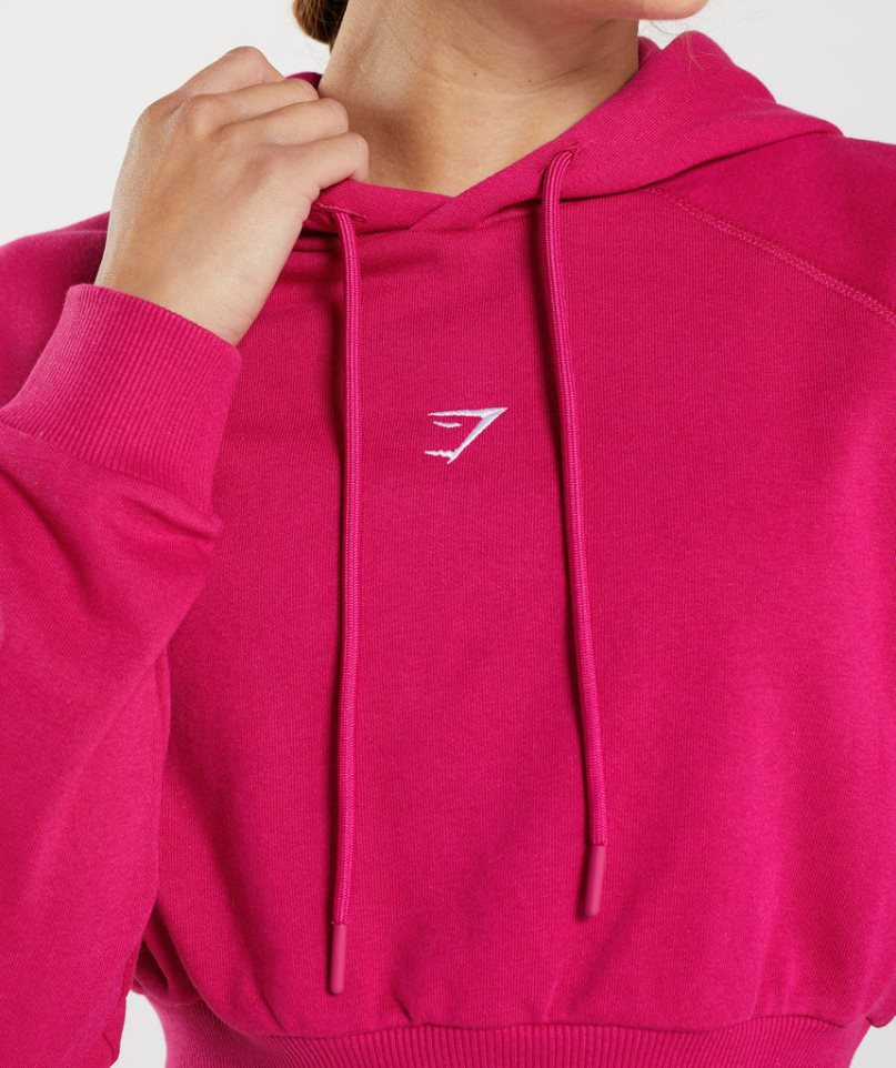 Gymshark Tränings Cropped Hoodie Dam Fuchsia | SE-20495V