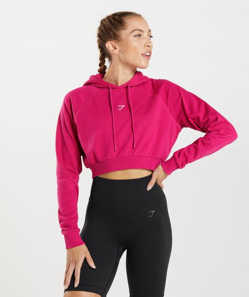 Gymshark Tränings Cropped Hoodie Dam Fuchsia | SE-20495V