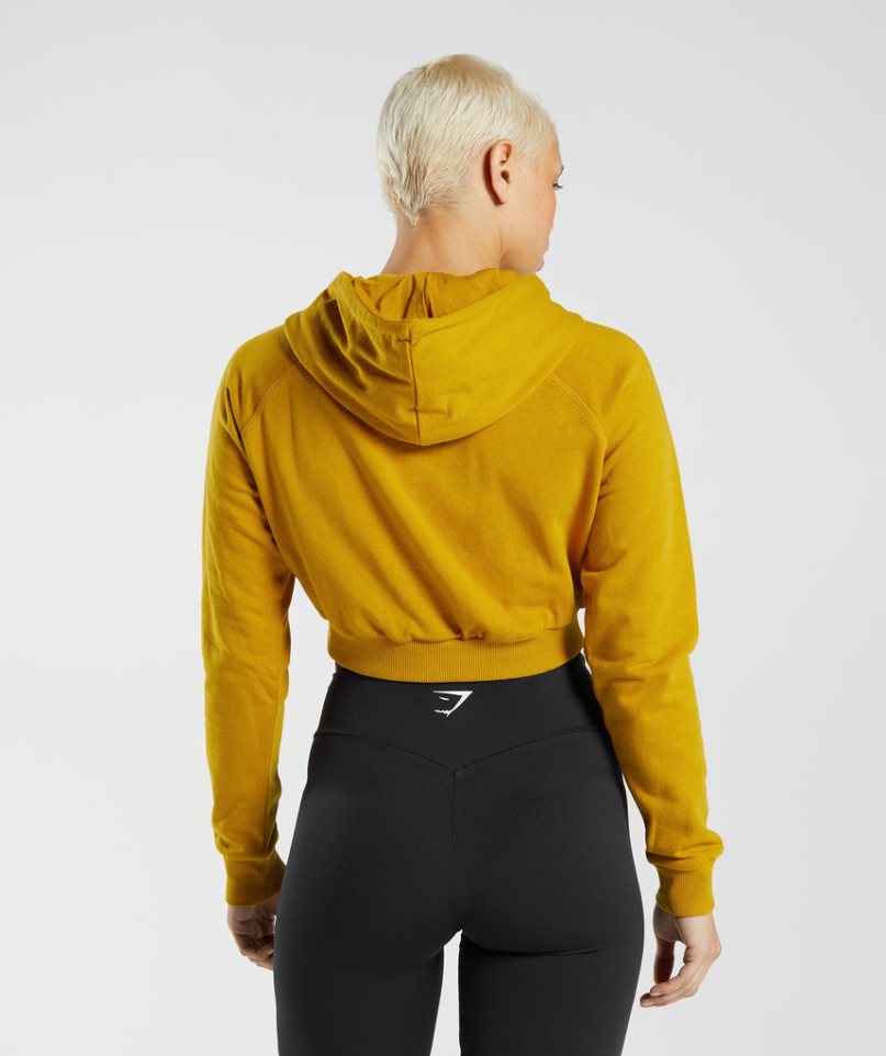 Gymshark Tränings Cropped Hoodie Dam Gula | SE-96052L