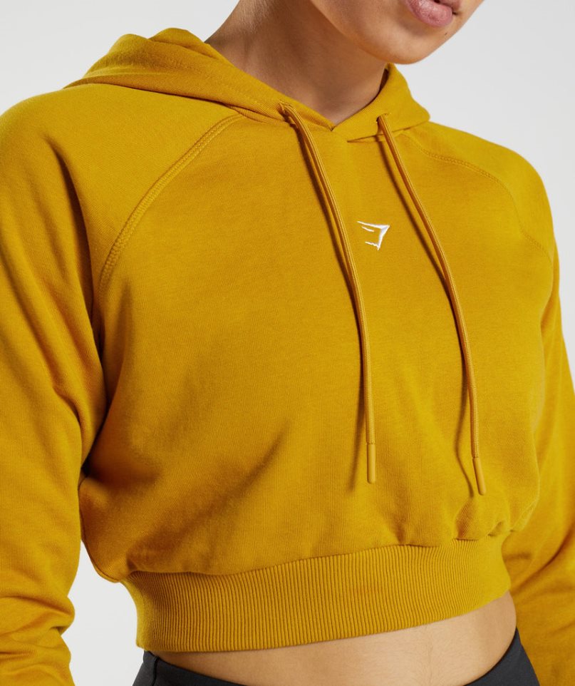 Gymshark Tränings Cropped Hoodie Dam Gula | SE-96052L