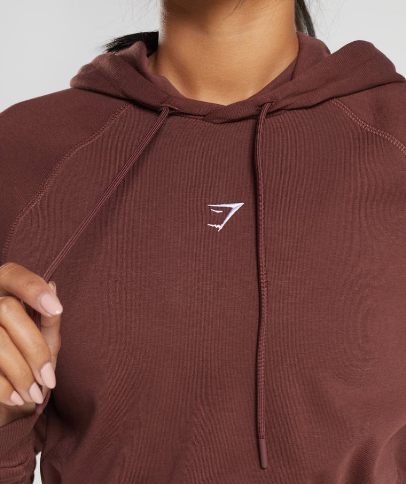 Gymshark Tränings Cropped Hoodie Dam Mörkbruna | SE-04879R