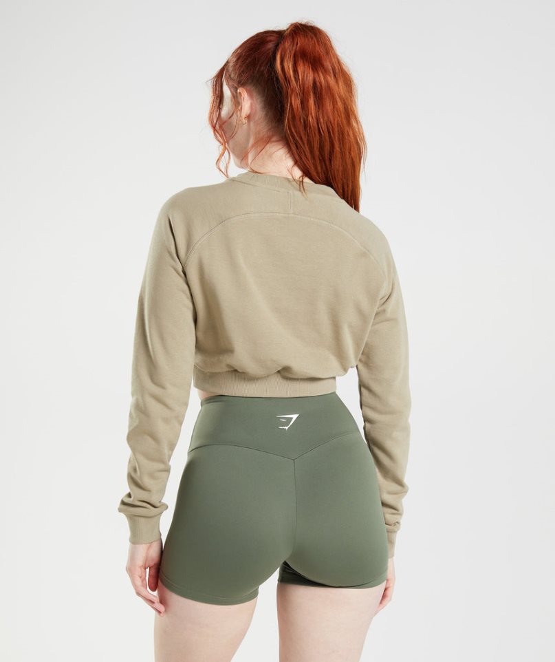 Gymshark Tränings Cropped Tröjor Dam Beige | SE-21930A