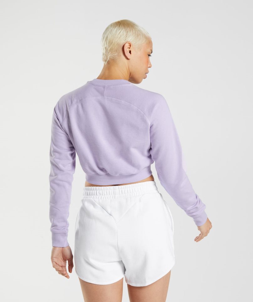 Gymshark Tränings Cropped Tröjor Dam Ljuslila | SE-67524M