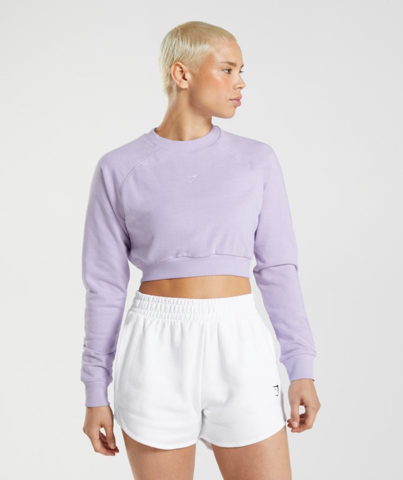 Gymshark Tränings Cropped Tröjor Dam Ljuslila | SE-67524M