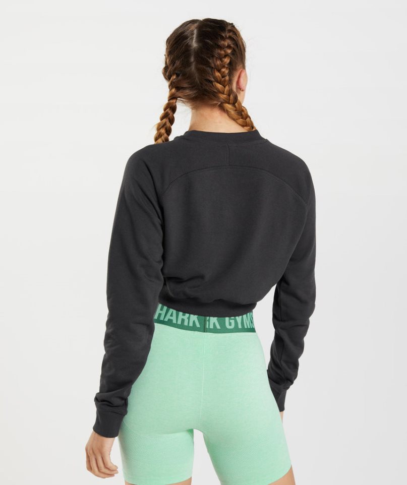 Gymshark Tränings Cropped Tröjor Dam Svarta | SE-31480T