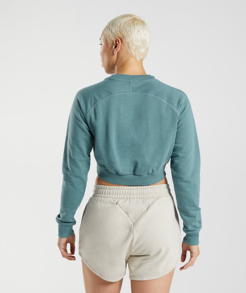 Gymshark Tränings Cropped Tröjor Dam Turkos | SE-53769J