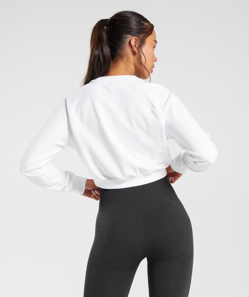 Gymshark Tränings Cropped Tröjor Dam Vita | SE-38145G