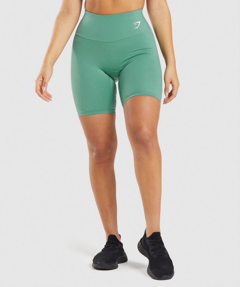 Gymshark Tränings Cycling Shorts Dam Gröna | SE-71695F