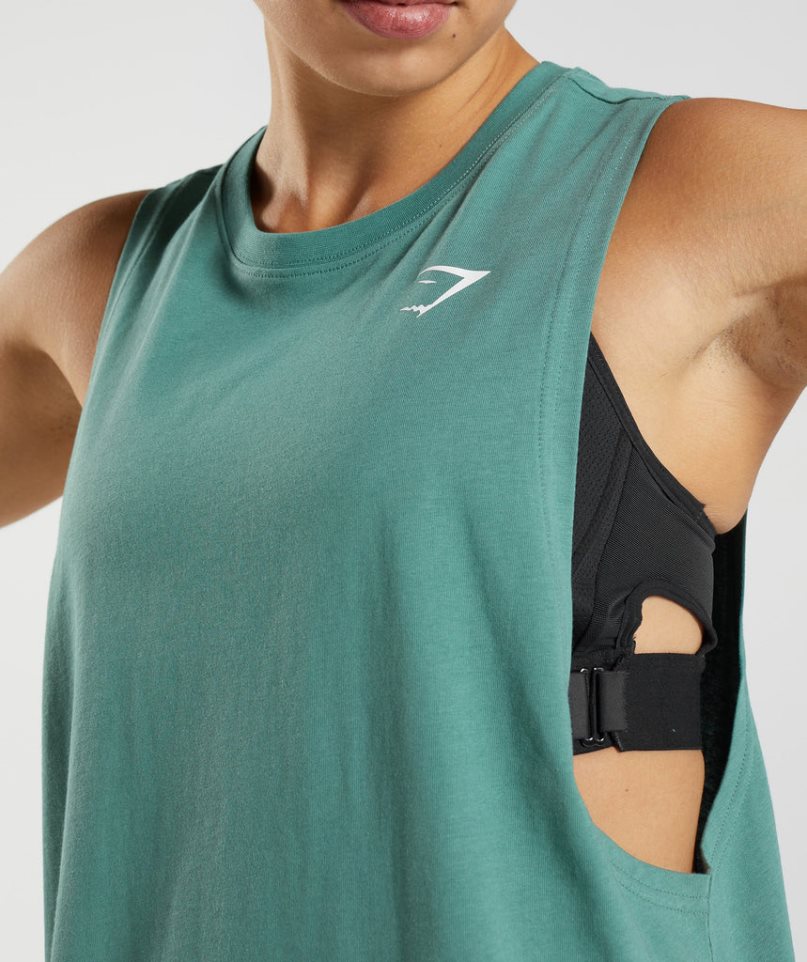 Gymshark Tränings Drop Arm Linnen Dam Gröna | SE-82573Z