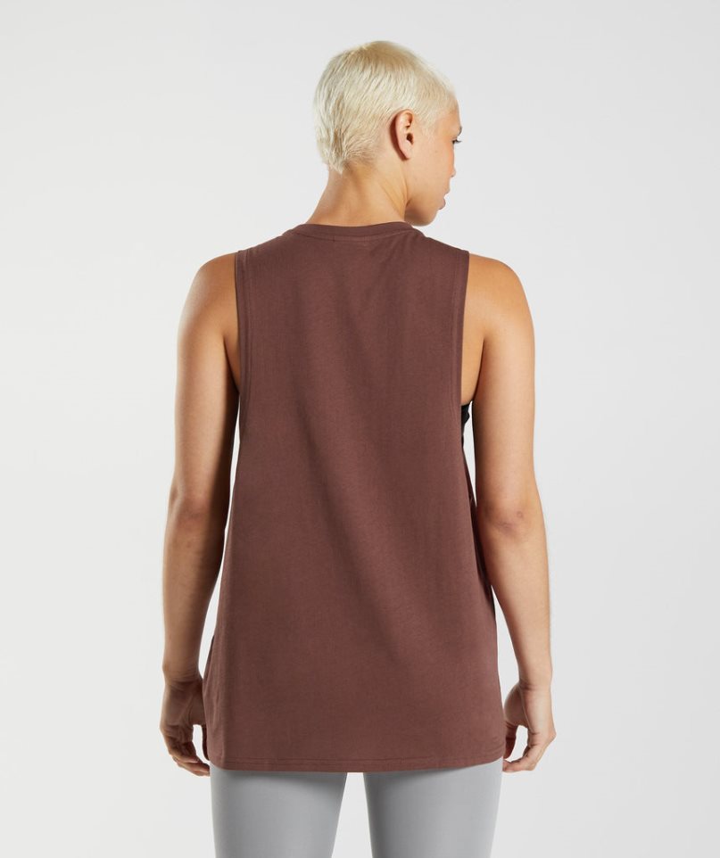 Gymshark Tränings Drop Arm Linnen Dam Mörkbruna | SE-59638N