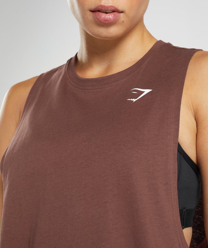 Gymshark Tränings Drop Arm Linnen Dam Mörkbruna | SE-59638N