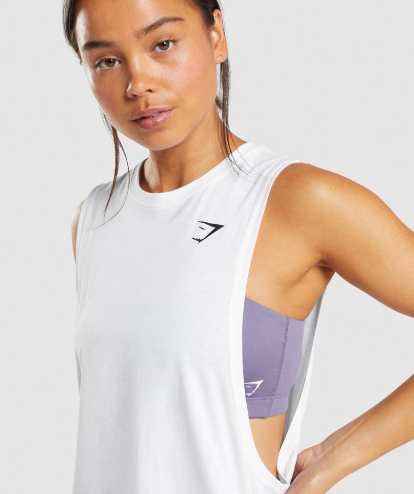 Gymshark Tränings Drop Arm Linnen Dam Vita | SE-18726M