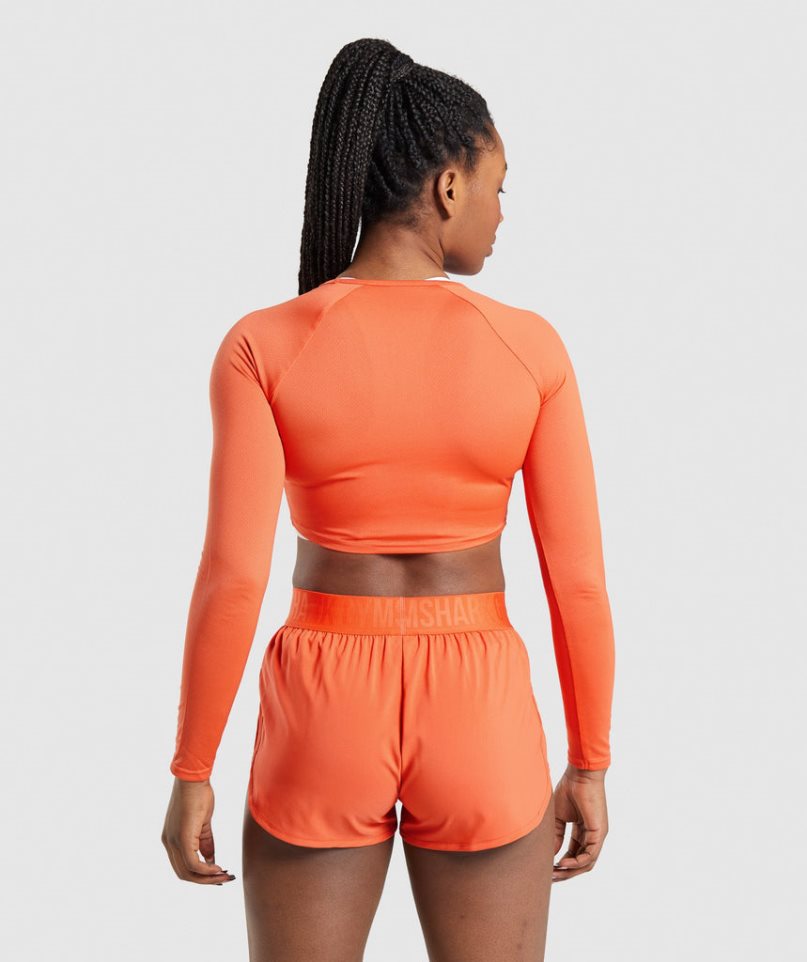 Gymshark Tränings Long Sleeve Beskurna Toppar Dam Orange | SE-02835K