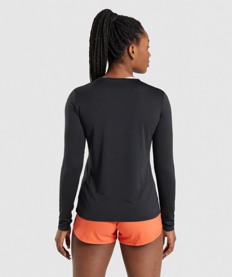 Gymshark Tränings Long Sleeve Top T-shirt Dam Svarta | SE-02439N