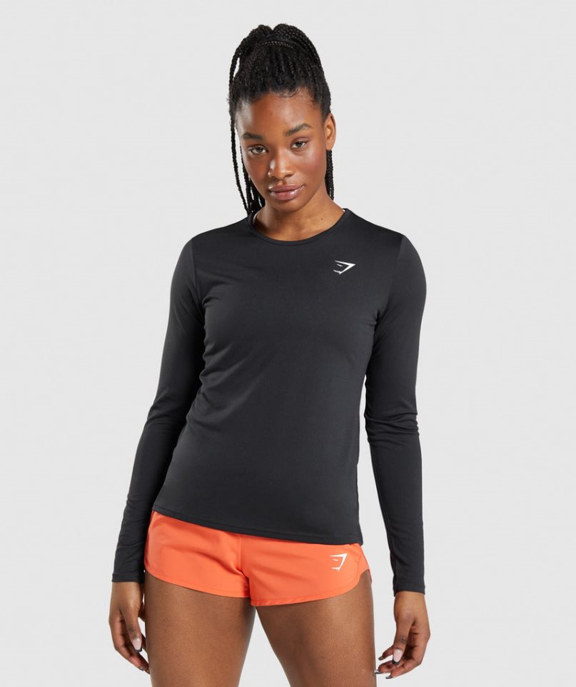 Gymshark Tränings Long Sleeve Top T-shirt Dam Svarta | SE-02439N