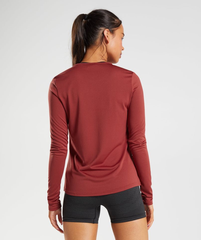 Gymshark Tränings Long Sleeve Top T-shirt Dam Röda | SE-03572B