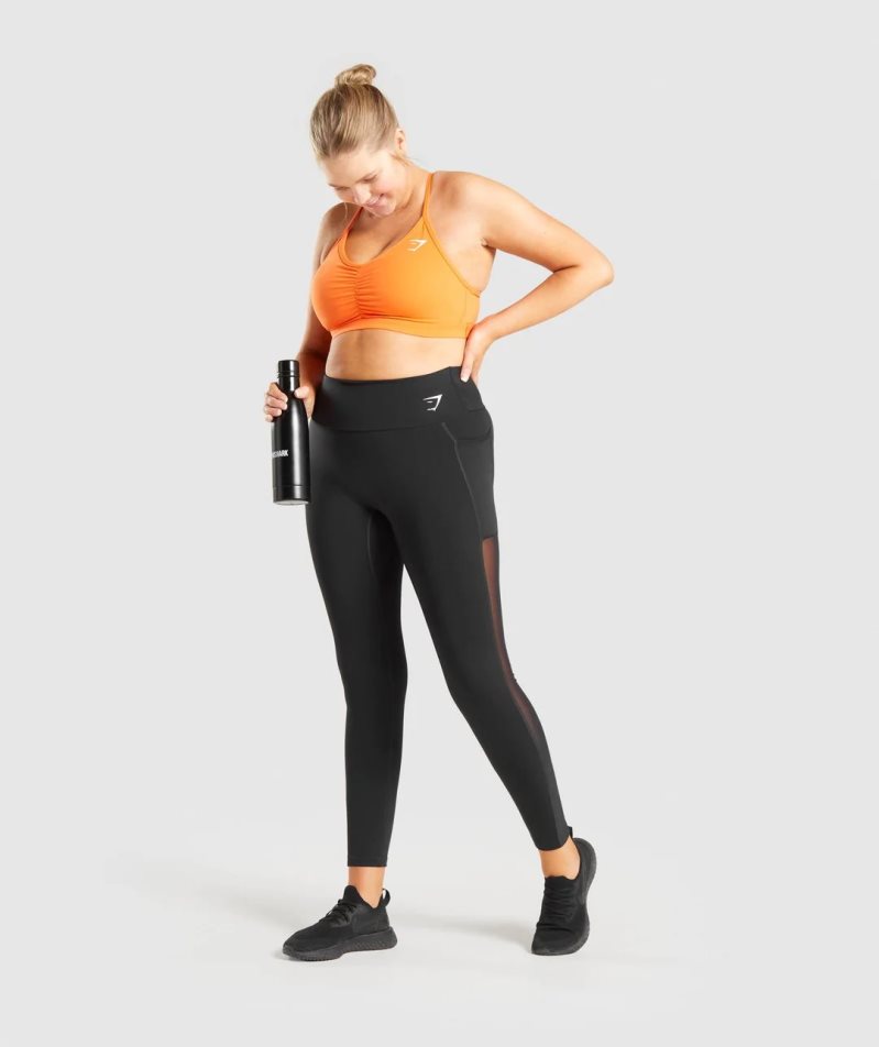 Gymshark Tränings Mesh Pocket Leggings Dam Svarta | SE-28639X